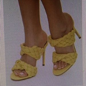 Yellow braided heels